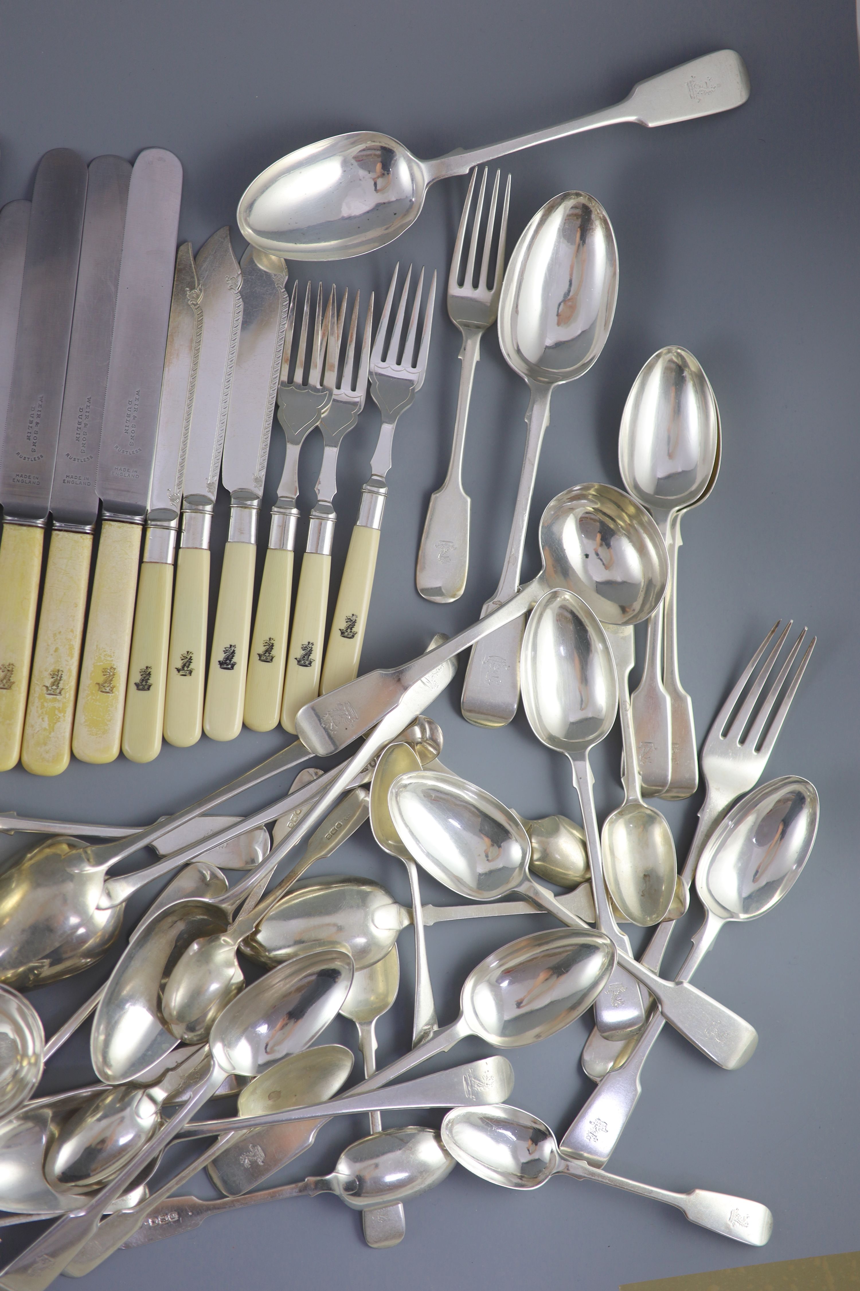 A 19th/20th century century harlequin canteen of silver fiddle and Old English pattern cutlery, comprising ninety seven items, mainly Josiah Williams & Co, London, 1900